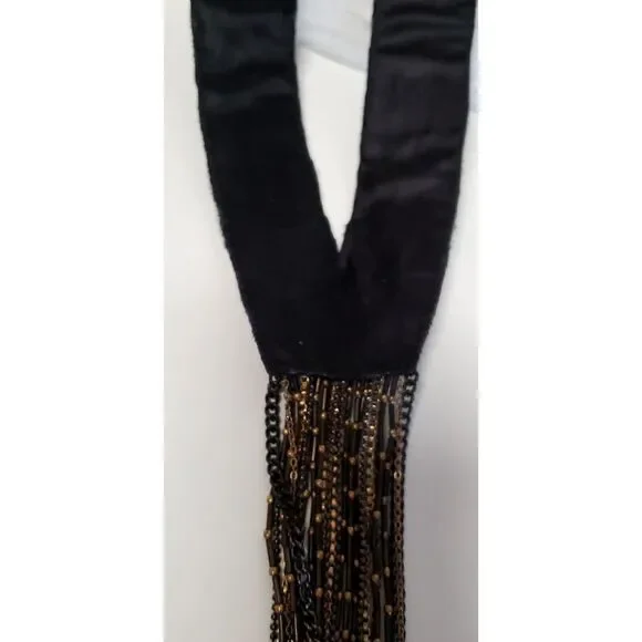 Chico's Miesha Necklace Fringe Bead Silver Gold Beads Collar Statement Y Pendant - Picture 11 of 11